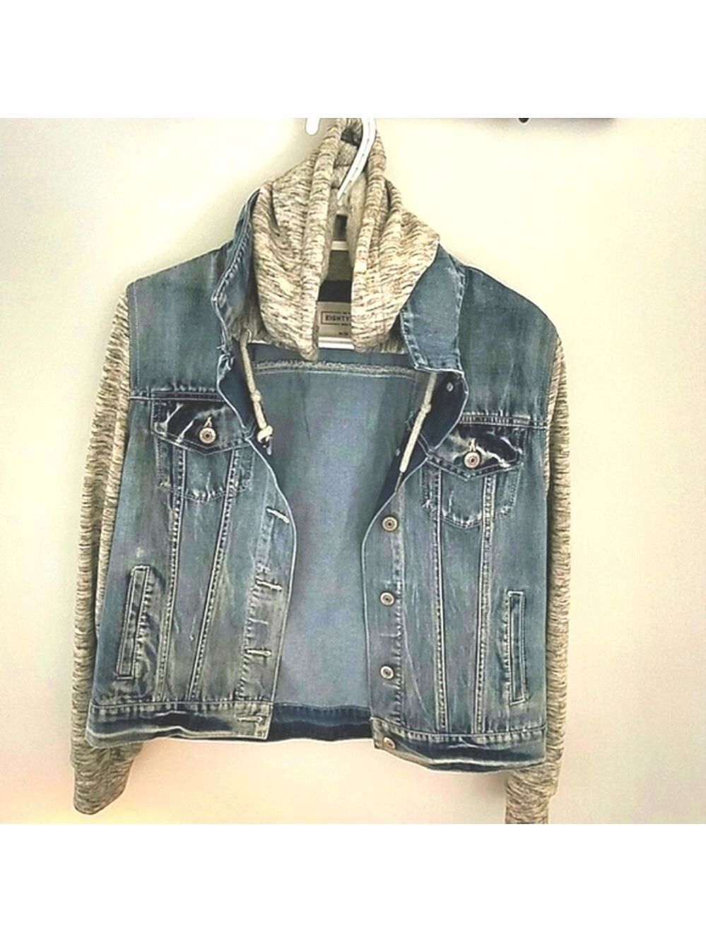 Eightytwo Women's Denim Knit Hoodie Jacket Size M